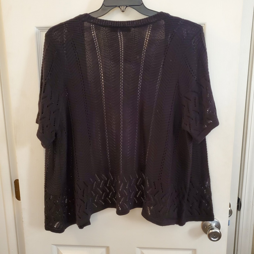 Cyrus Woman sz 2X black open front knit short slv cardigan topper career casual - Picture 5 of 9